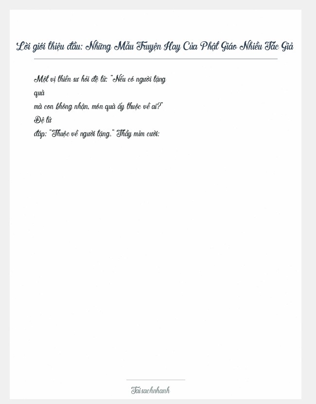 Trích đoạn Những Mẫu Truyện Hay Của Phật Giáo Nhiều Tác Giả