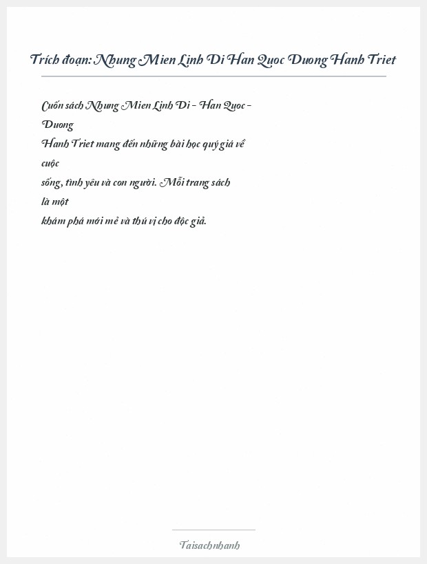 Trích đoạn Nhung Mien Linh Di Han Quoc Duong Hanh Triet