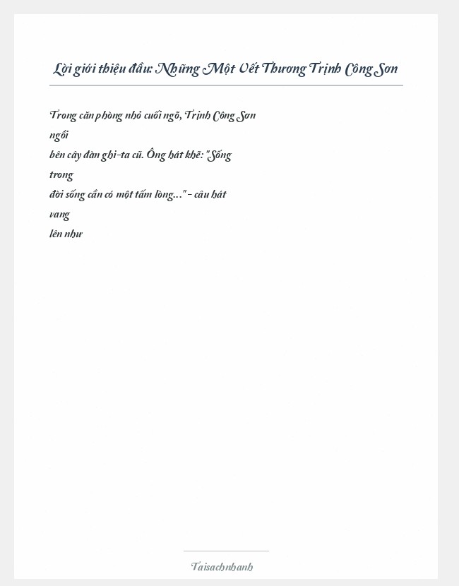 Trích đoạn Những Một Vết Thương Trịnh Công Sơn