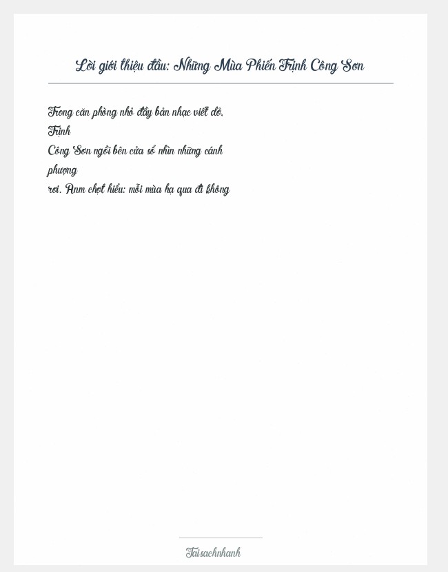 Trích đoạn Những Mùa Phiến Trịnh Công Sơn