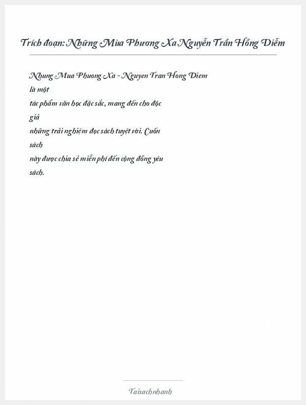 Trích đoạn Những Mùa Phương Xa Nguyễn Trần Hồng Diễm