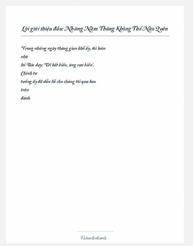 Trích đoạn Những Năm Tháng Không Thể Nào Quên