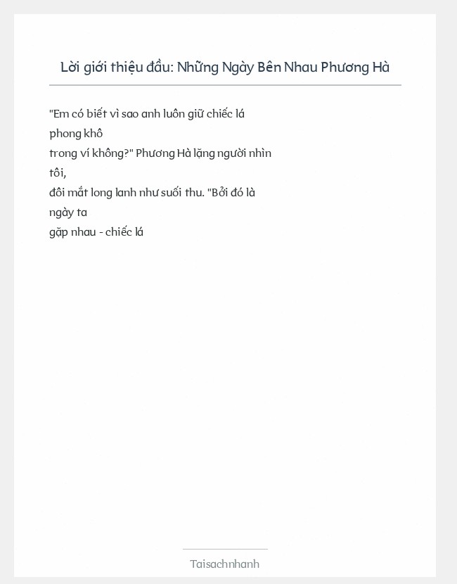 Trích đoạn Những Ngày Bên Nhau Phương Hà
