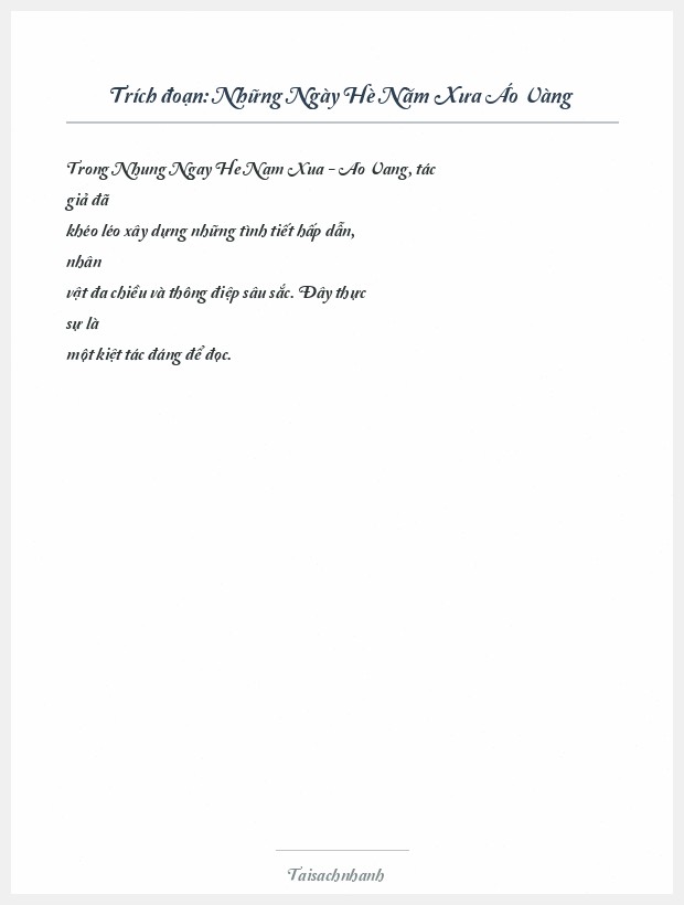 Trích đoạn Những Ngày Hè Năm Xưa Áo Vàng