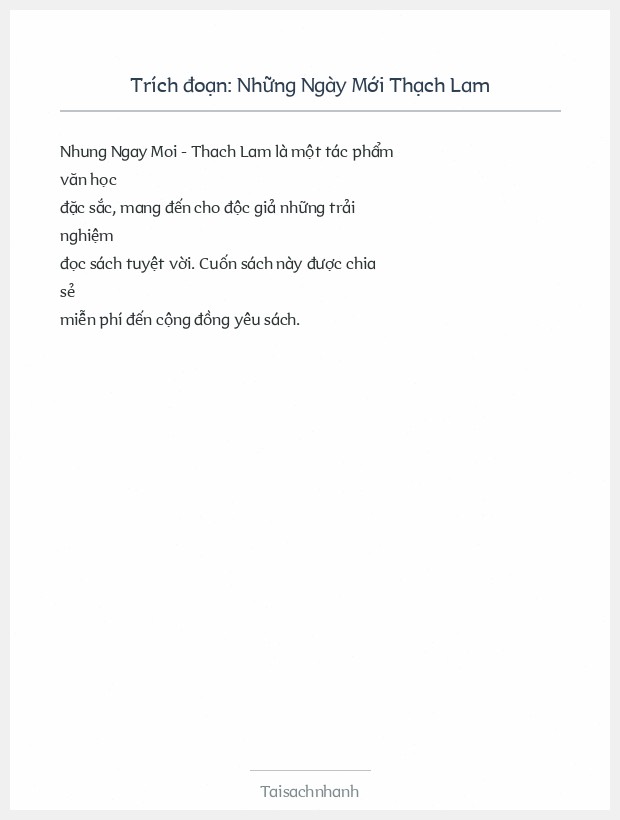 Trích đoạn Những Ngày Mới Thạch Lam