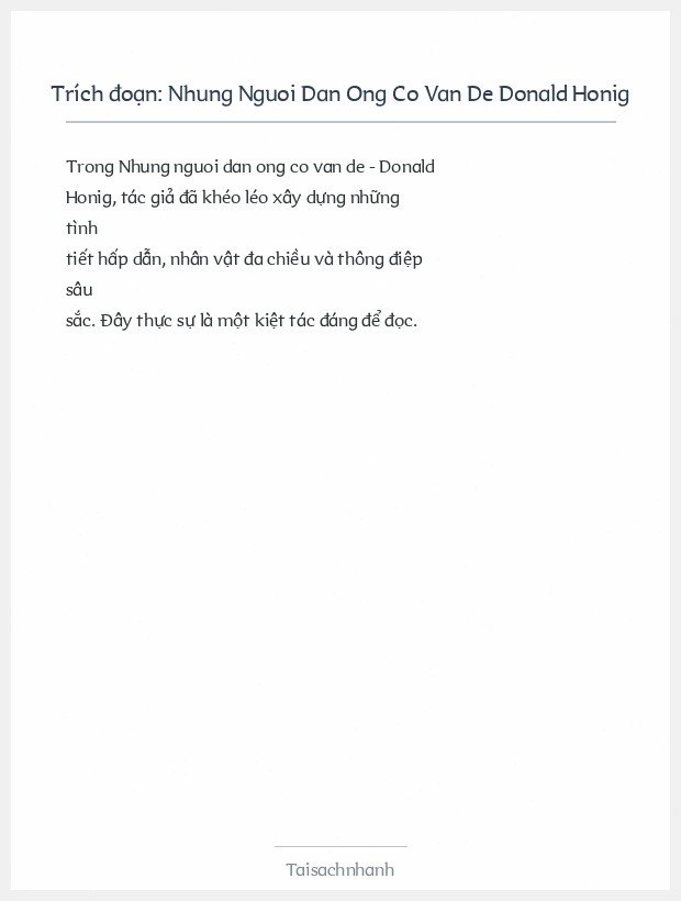 Trích đoạn Nhung Nguoi Dan Ong Co Van De Donald Honig