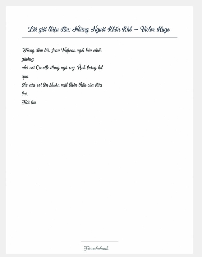 Trích đoạn Những Người Khốn Khổ - Victor Hugo