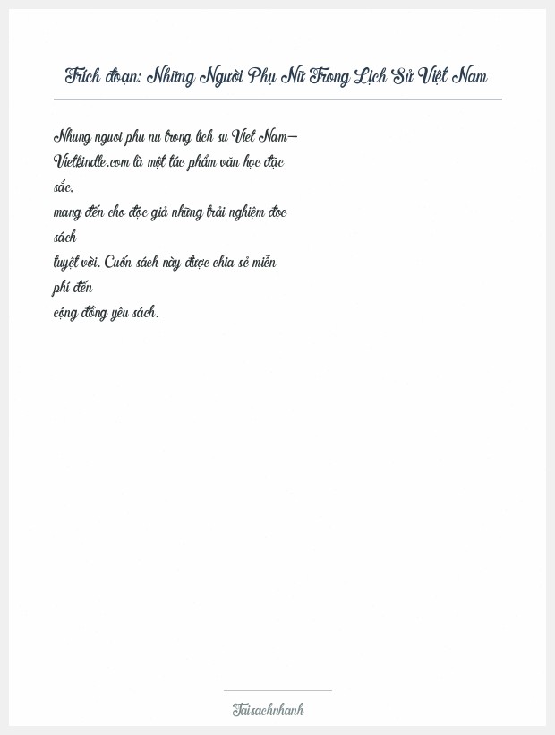 Trích đoạn Những Người Phụ Nữ Trong Lịch Sử Việt Nam