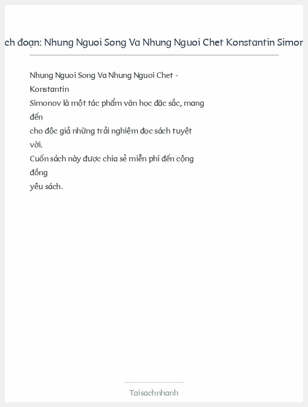 Trích đoạn Nhung Nguoi Song Va Nhung Nguoi Chet Konstantin Simonov
