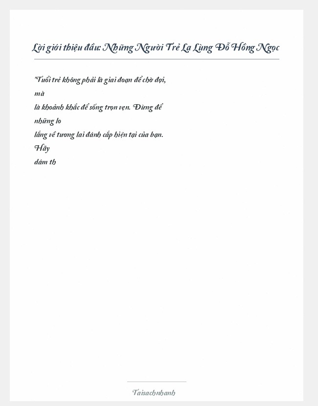 Trích đoạn Những Người Trẻ Lạ Lùng Đỗ Hồng Ngọc