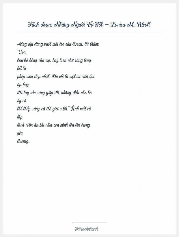 Trích đoạn Những Người Vợ Tốt - Louisa M. Alcott