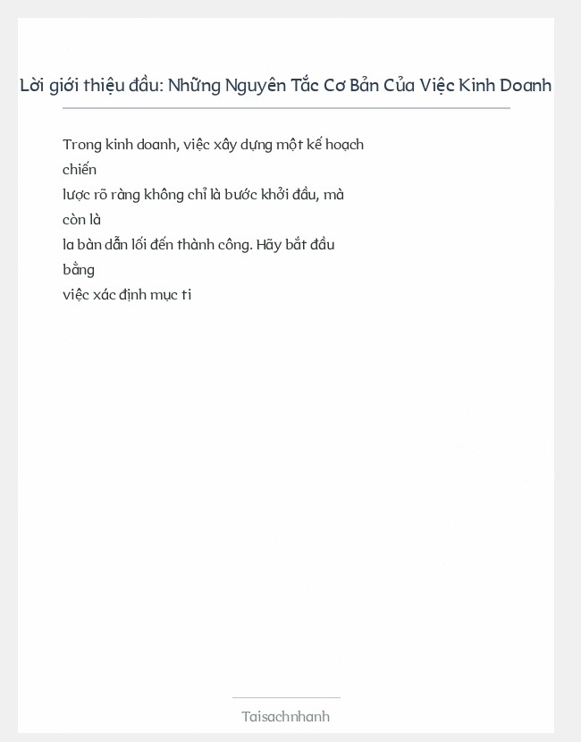 Trích đoạn Những Nguyên Tắc Cơ Bản Của Việc Kinh Doanh