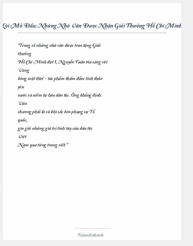 Trích đoạn Những Nhà Văn Được Nhận Giải Thưởng Hồ Chí Minh