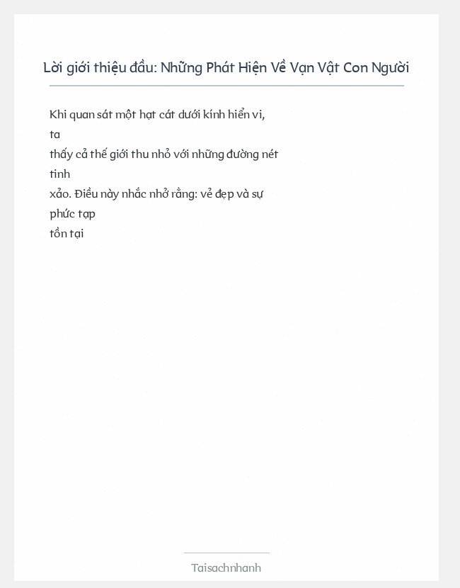 Trích đoạn Những Phát Hiện Về Vạn Vật Con Người