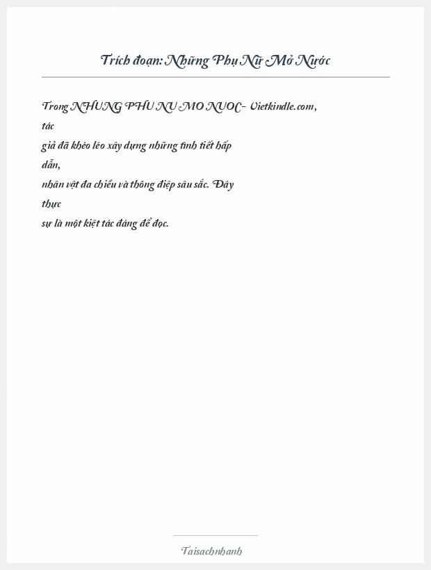 Trích đoạn Những Phụ Nữ Mở Nước