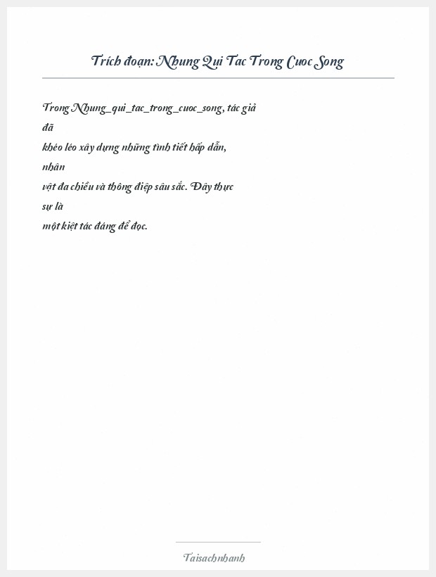 Trích đoạn Nhung Qui Tac Trong Cuoc Song