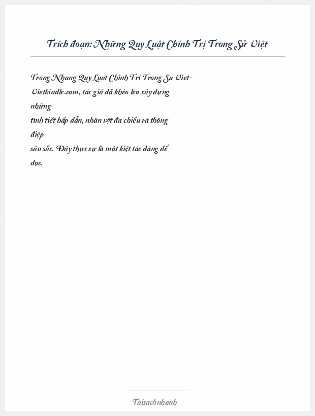 Trích đoạn Những Quy Luật Chính Trị Trong Sử Việt