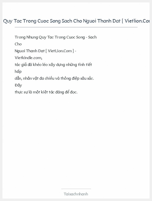 Trích đoạn Nhung Quy Tac Trong Cuoc Song Sach Cho Nguoi Thanh Dat [ Vietlion.Com ] Vietkindle.Com