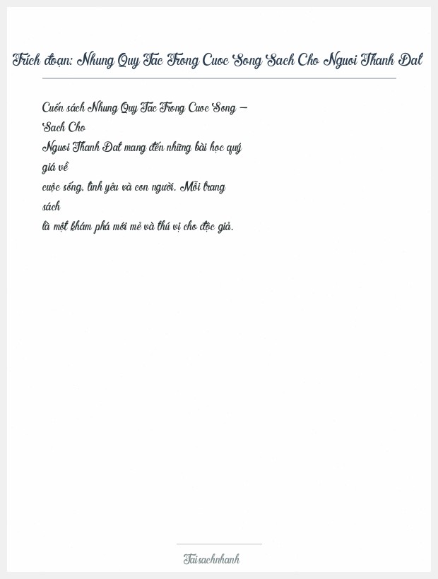Trích đoạn Nhung Quy Tac Trong Cuoc Song Sach Cho Nguoi Thanh Dat