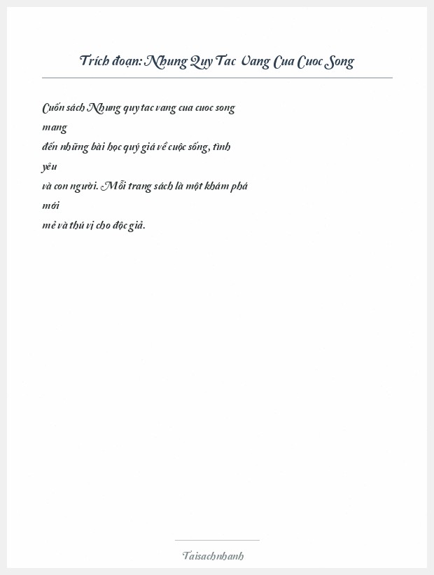 Trích đoạn Nhung Quy Tac Vang Cua Cuoc Song