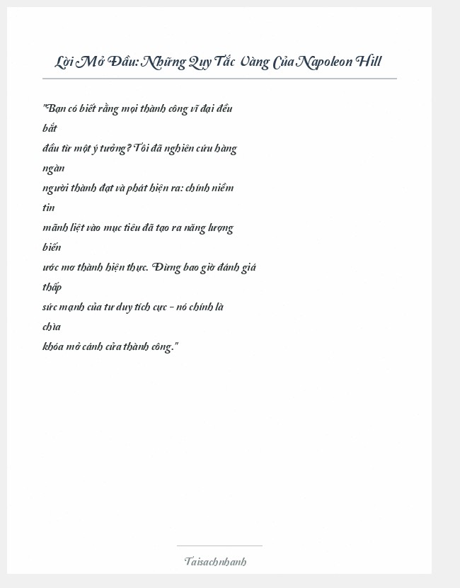 Trích đoạn Những Quy Tắc Vàng Của Napoleon Hill