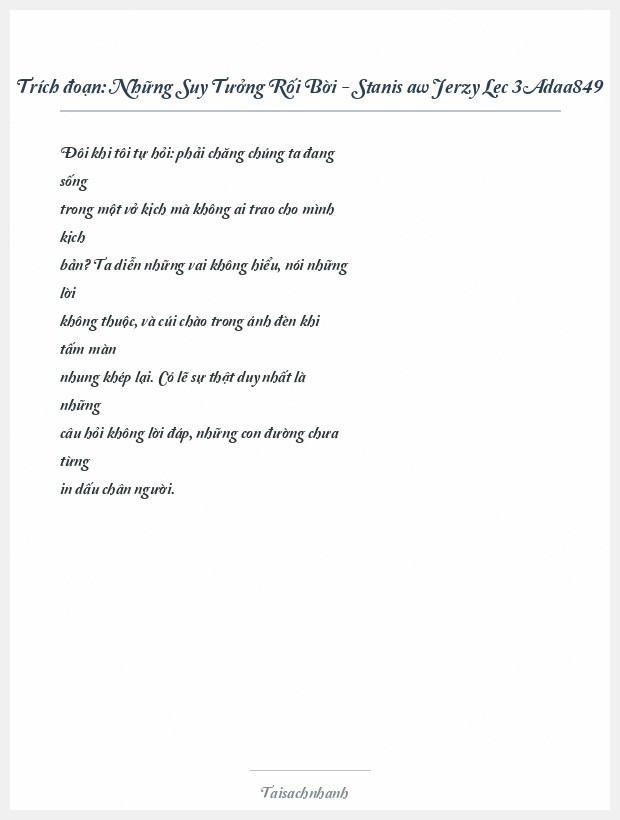 Trích đoạn Những Suy Tưởng Rối Bời - Stanisław Jerzy Lec 3Adaa849
