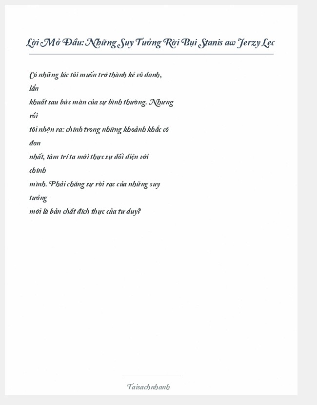 Trích đoạn Những Suy Tưởng Rời Bụi Stanisław Jerzy Lec