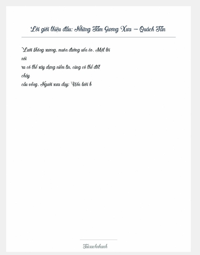 Trích đoạn Những Tấm Gương Xưa - Quách Tấn