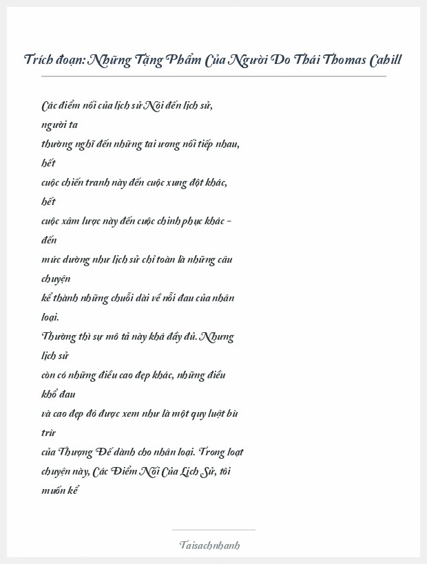 Trích đoạn Những Tặng Phẩm Của Người Do Thái Thomas Cahill