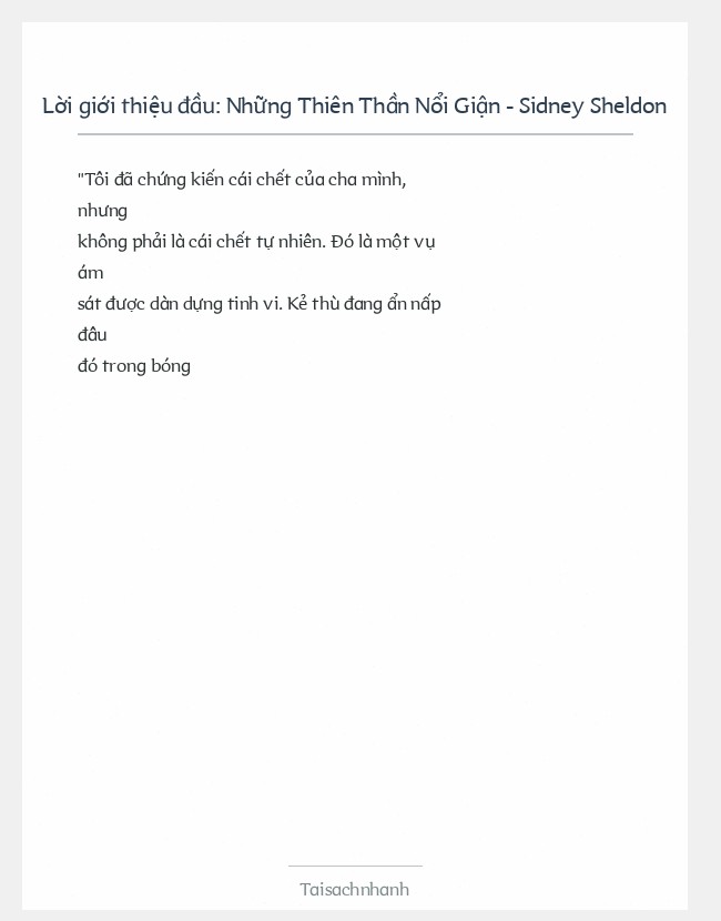 Trích đoạn Những Thiên Thần Nổi Giận - Sidney Sheldon