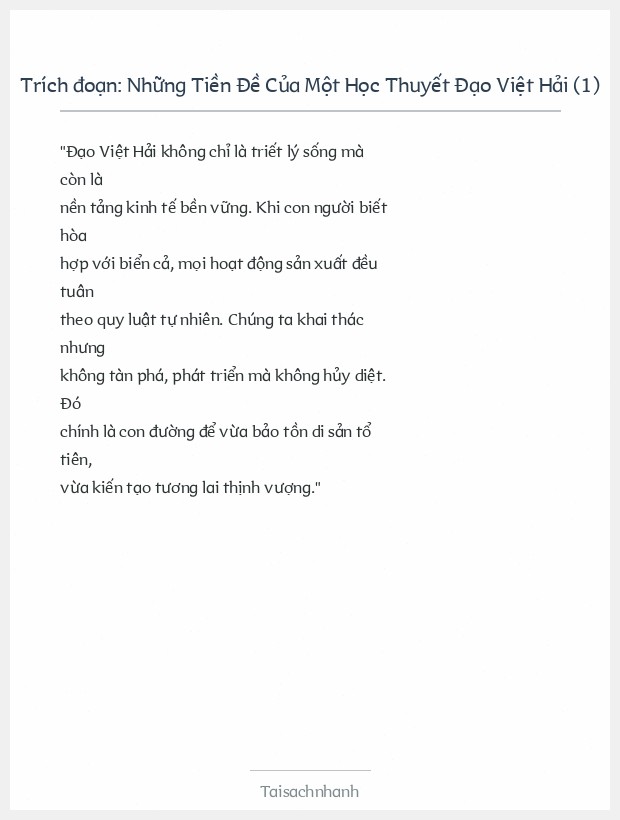 Trích đoạn Những Tiền Đề Của Một Học Thuyết Đạo Việt Hải (1)