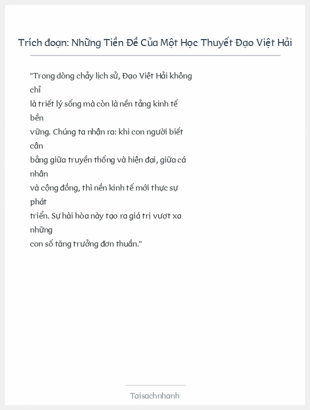 Trích đoạn Những Tiền Đề Của Một Học Thuyết Đạo Việt Hải