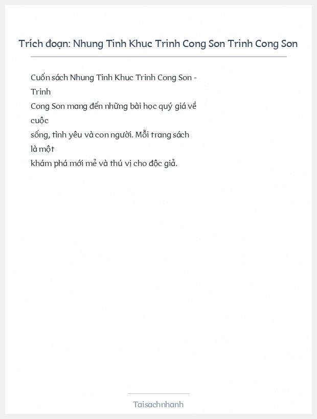 Trích đoạn Nhung Tinh Khuc Trinh Cong Son Trinh Cong Son