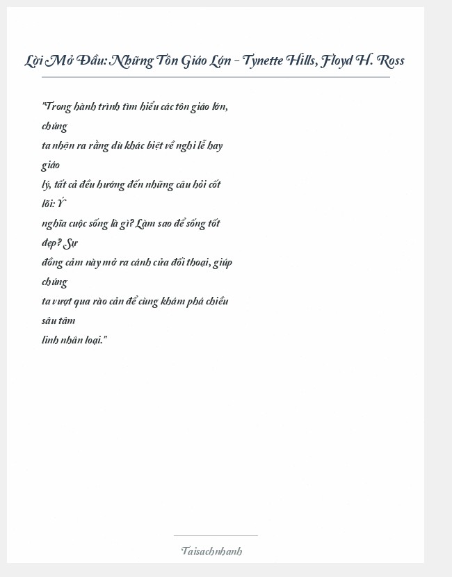 Trích đoạn Những Tôn Giáo Lớn - Tynette Hills, Floyd H. Ross