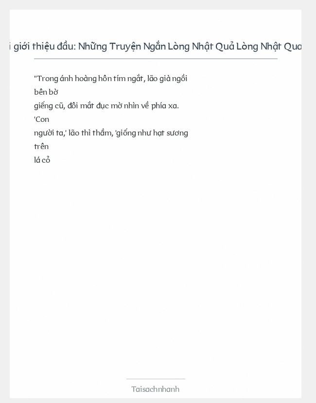 Trích đoạn Những Truyện Ngắn Lòng Nhật Quả Lòng Nhật Quang