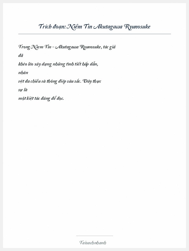 Trích đoạn Niềm Tin Akutagawa Ryunosuke