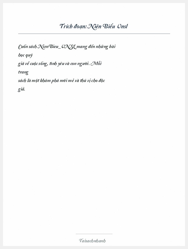 Trích đoạn Niên Biểu Vnsl
