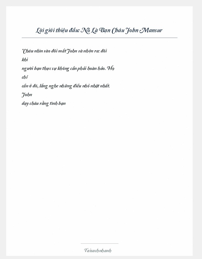 Trích đoạn Nó Là Bạn Cháu John Mansur