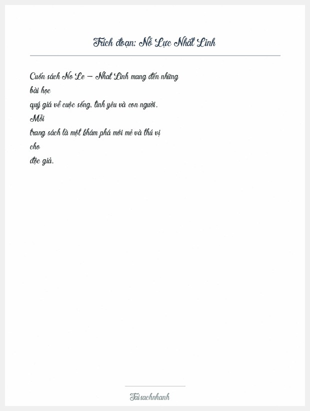 Trích đoạn Nỗ Lực Nhất Linh