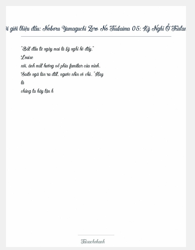 Trích đoạn Noboru Yamaguchi Zero No Tsukaima 05: Kỳ Nghỉ Ở Tristania