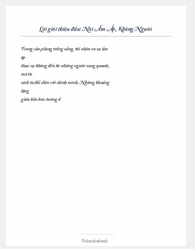 Trích đoạn Nơi Ấm Ắp, Không Người