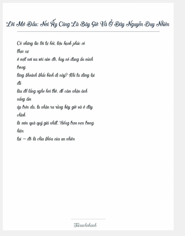 Trích đoạn Nơi Ấy Cũng Là Bây Giờ Và Ở Đây Nguyễn Duy Nhiên