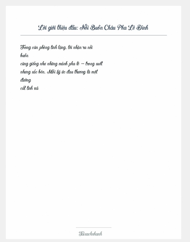 Trích đoạn Nỗi Buồn Châu Pha Lê Đình