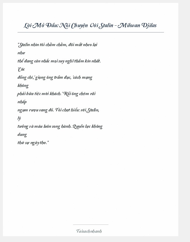 Trích đoạn Nói Chuyện Với Stalin - Milovan Djilas