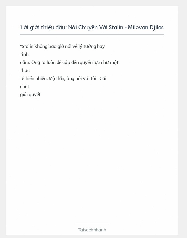 Trích đoạn Nói Chuyện Với Stalin - Milovan Djilas