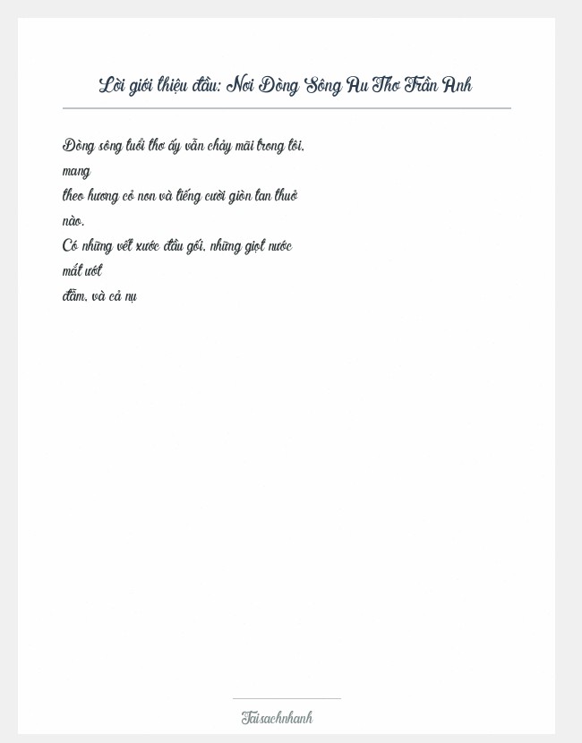 Trích đoạn Nơi Dòng Sông Au Thơ Trần Anh