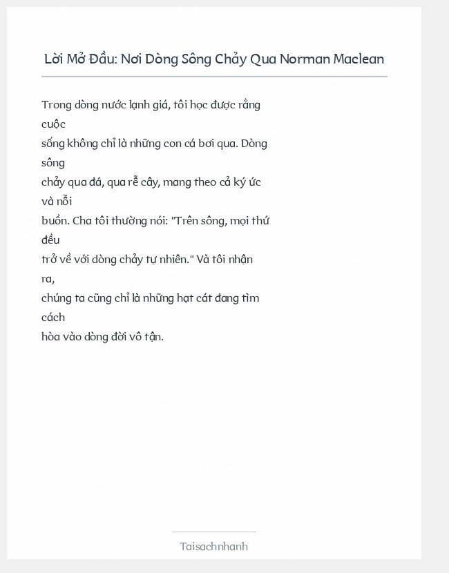 Trích đoạn Nơi Dòng Sông Chảy Qua Norman Maclean