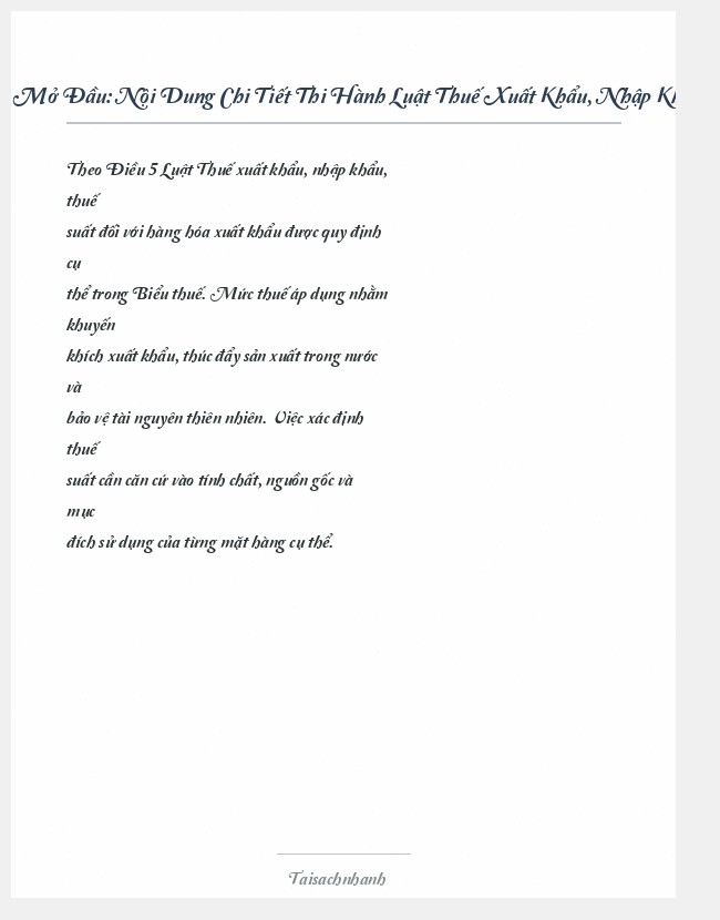 Trích đoạn Nội Dung Chi Tiết Thi Hành Luật Thuế Xuất Khẩu, Nhập Khẩu