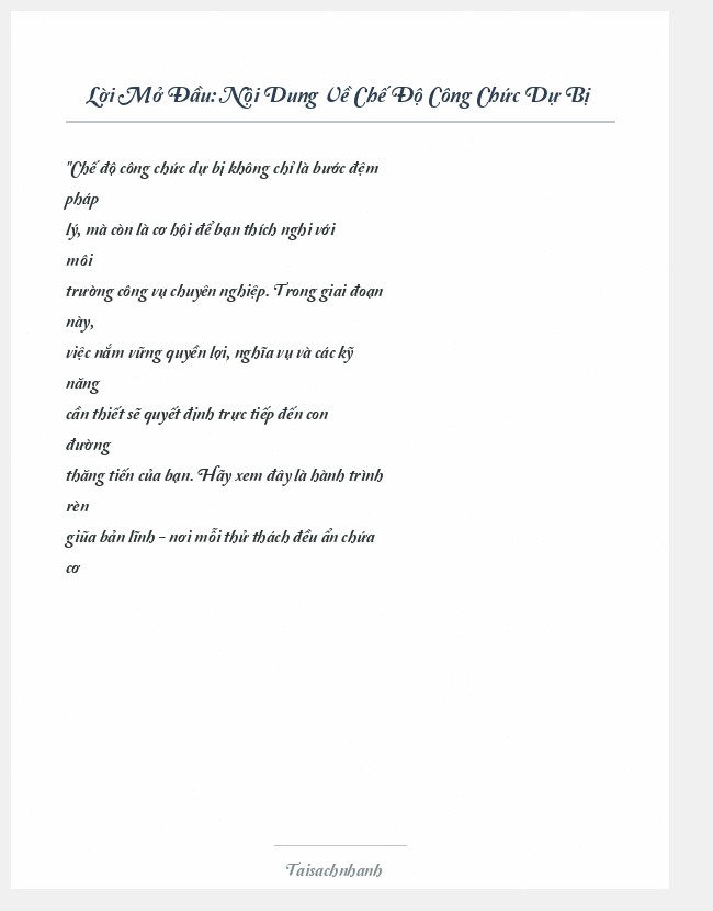 Trích đoạn Nội Dung Về Chế Độ Công Chức Dự Bị