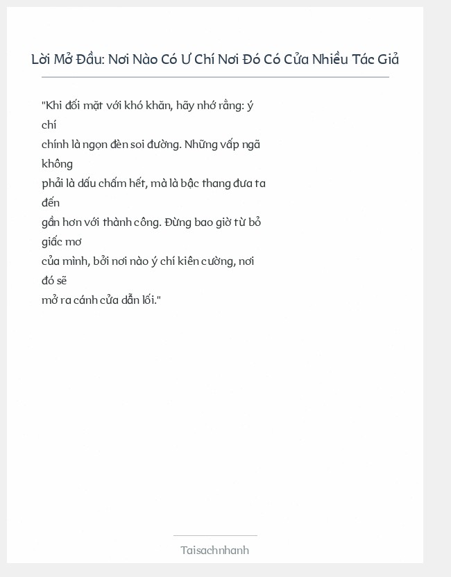 Trích đoạn Nơi Nào Có Ư Chí Nơi Đó Có Cửa Nhiều Tác Giả